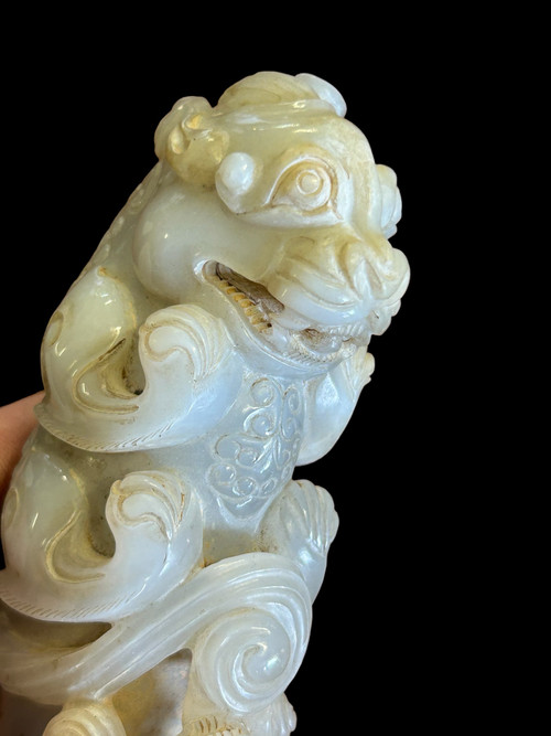 Scultura in giada cinese - Fallo con leone e drago - Cina inizio XX secolo - (in francese)