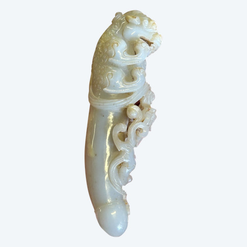 Scultura in giada cinese - Fallo con leone e drago - Cina inizio XX secolo - (in francese)