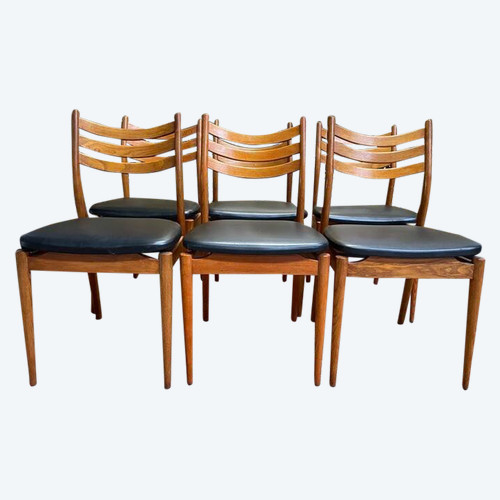 Set of 6 Scandinavian oak chairs