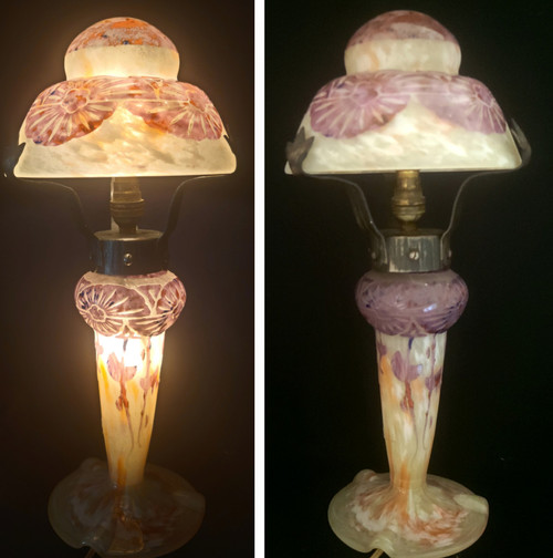 C. Schneider : lampe champignon "Ancolies "signée Charder/Le Verre Français"  1927 61928