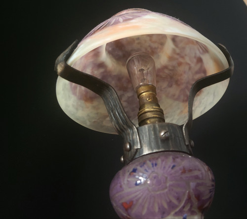 C. Schneider : lampe champignon "Ancolies "signée Charder/Le Verre Français"  1927 61928