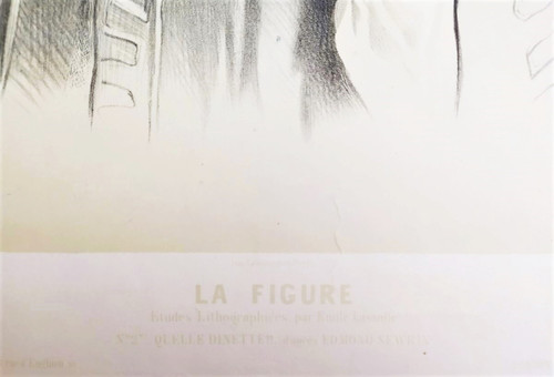 Portrait De Jeune Garçon Ou Allégorie De l'Automne Par Emile Lassalle Lithographie 19ème
