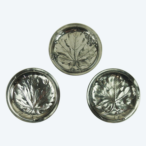 Set di tre piatti d'argento Art Nouveau di Gallia Christofle