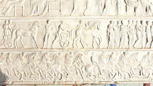 Gipsfries des Parthenon in Rom Anfang des 20. Jahrhunderts