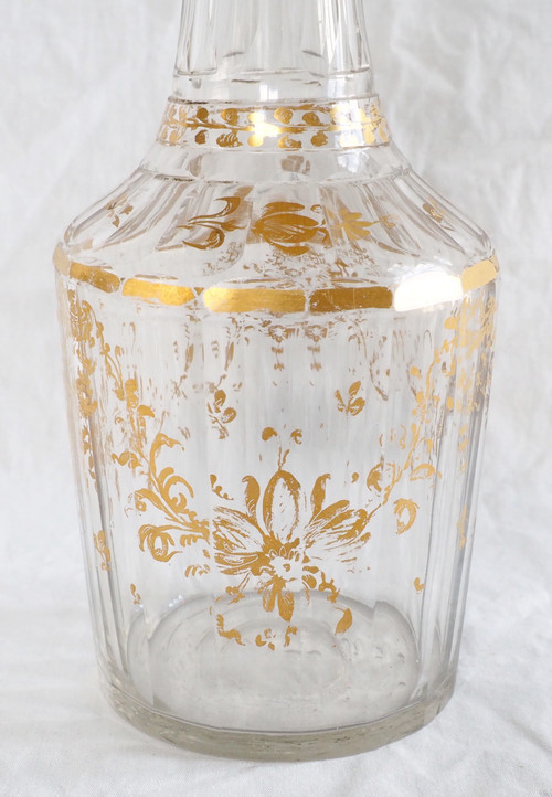 Louis XVI period carafe in cut and gilded glass - 18th century