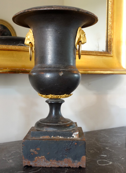 Rare cast iron and gilt bronze vase, Empire period