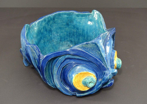 Philippe Rochette-castel (1941-2023), Vide-poches, enamelled Ceramics En Camaïeu De Bleu.
