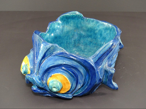 Philippe Rochette-castel (1941-2023), Vide-poches, enamelled Ceramics En Camaïeu De Bleu.