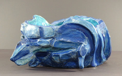 Philippe Rochette-castel (1941-2023), Vide-poches, enamelled Ceramics En Camaïeu De Bleu.