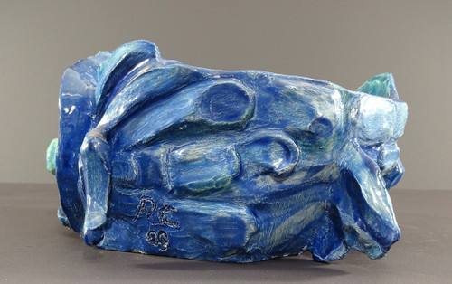 Philippe Rochette-castel (1941-2023), Vide-poches, enamelled Ceramics En Camaïeu De Bleu.