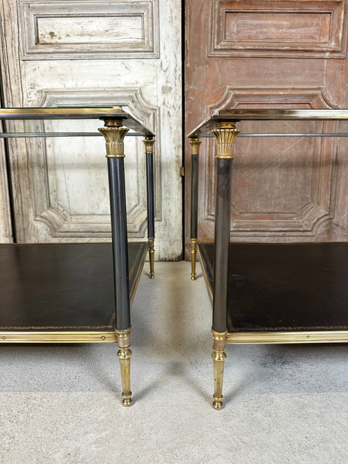 Paire de tables 20eme en bronze doré et patiné