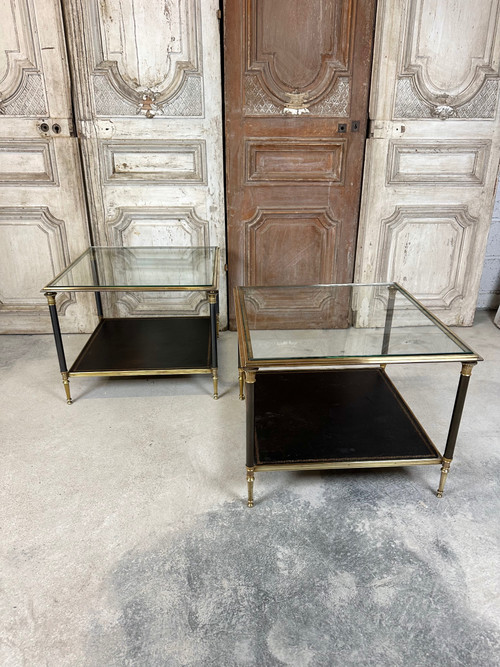 Paire de tables 20eme en bronze doré et patiné