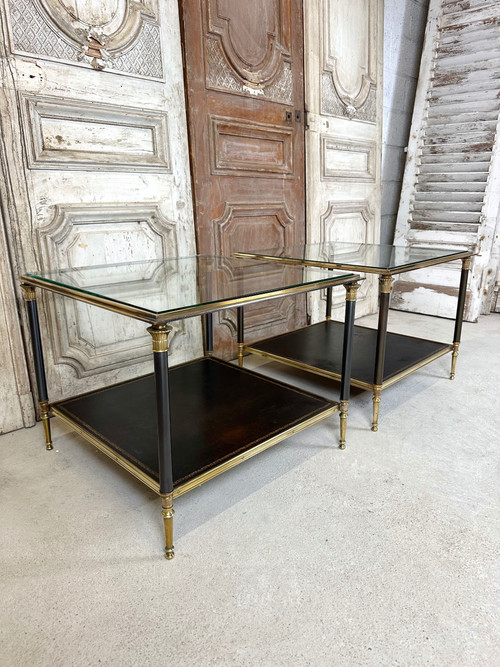Paire de tables 20eme en bronze doré et patiné