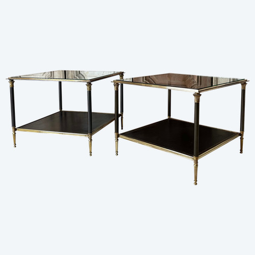 Paire de tables 20eme en bronze doré et patiné