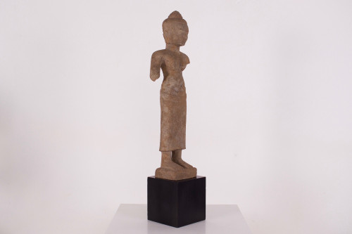 Khmer female deity in stoneware