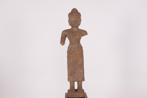 Khmer female deity in stoneware