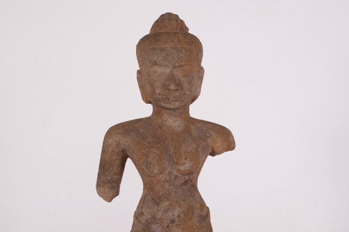 Khmer female deity in stoneware