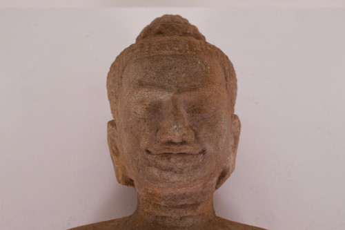 Khmer female deity in stoneware