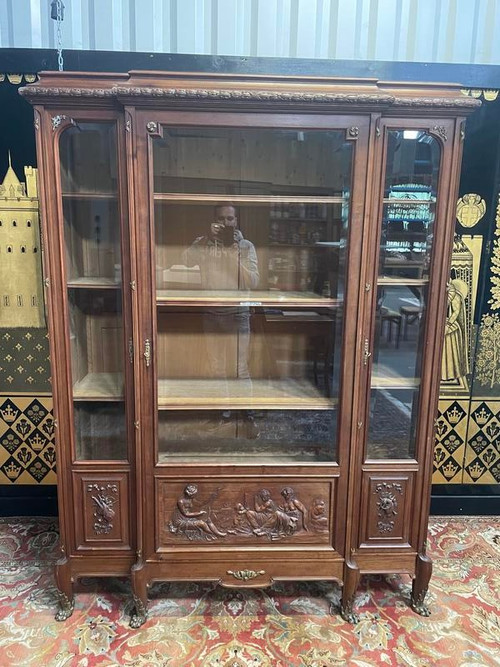 Libreria espositiva in mogano in stile impero