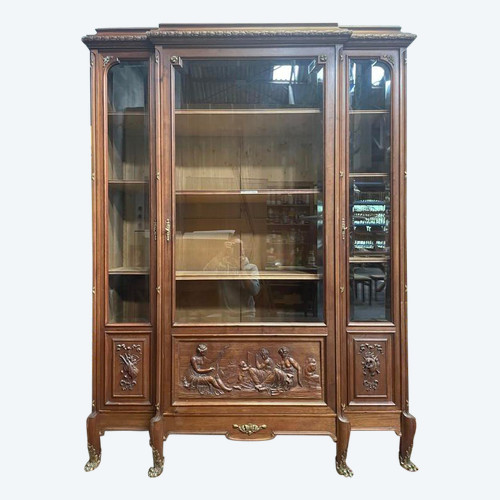 Libreria espositiva in mogano in stile impero