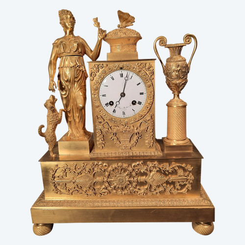 Empire period gilt bronze clock on the theme of peace and fidelity.