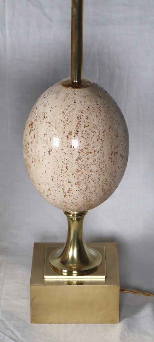 Maison CHARLES Lampe Ei aus Travertin 60/70er Jahre