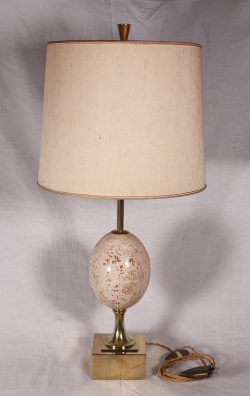 Maison CHARLES Lampe Ei aus Travertin 60/70er Jahre