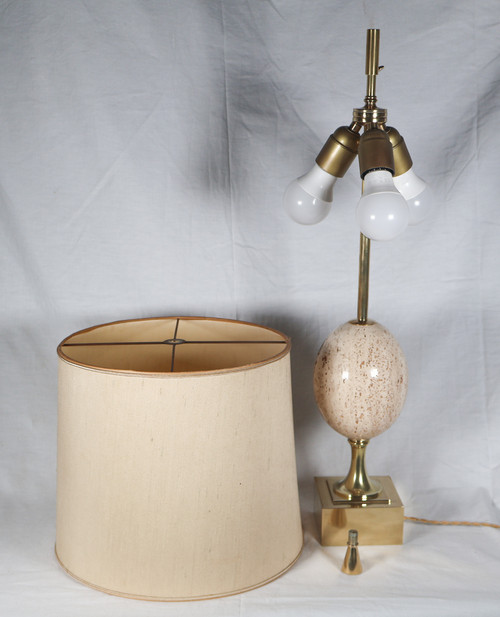 Maison CHARLES Lampe Ei aus Travertin 60/70er Jahre