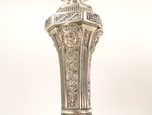 Coppia di candelabri a 2 luci Luigi XIV Christofle Dupérier Metallo argentato XX secolo