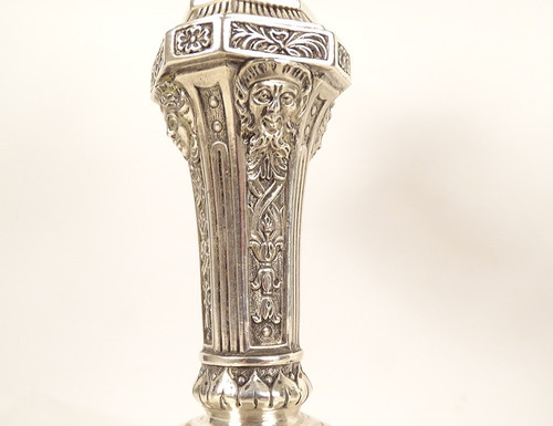 Coppia di candelabri a 2 luci Luigi XIV Christofle Dupérier Metallo argentato XX secolo