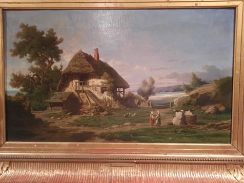 Tableau représentant un paysage signé Daligé de Fontenay (Alexis Léonard) d’époque XIXème siècle.