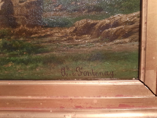 Tableau représentant un paysage signé Daligé de Fontenay (Alexis Léonard) d’époque XIXème siècle.