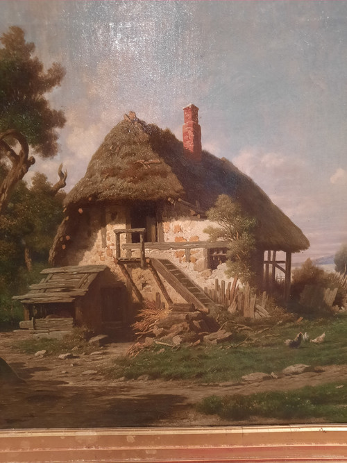 Tableau représentant un paysage signé Daligé de Fontenay (Alexis Léonard) d’époque XIXème siècle.
