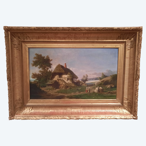 Tableau représentant un paysage signé Daligé de Fontenay (Alexis Léonard) d’époque XIXème siècle.