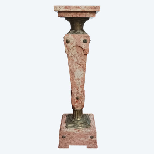 High column in pink marble and bronze, Louis XVI style