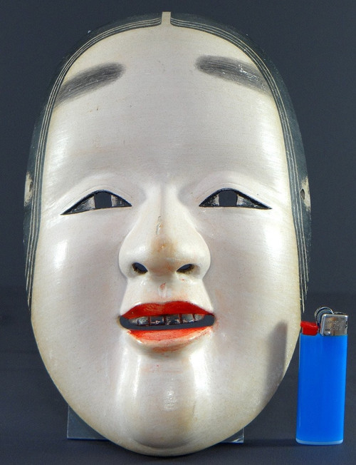 Japon, Début Du XXème Siècle, Masque De Théâtre Du Noh Personnage Ko-omote En Bois Polychrome. 
