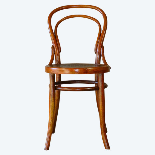 Chaise bistrot bois-courbé vers 1900 assise Art nouveau, no Thonet.