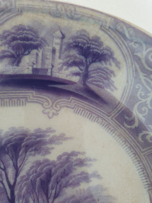 Plat décoré par transfert du 19ème siècle par J Jamieson and Co, Bo'ness, Ecosse