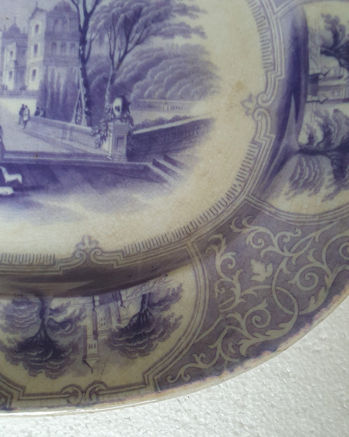 Plat décoré par transfert du 19ème siècle par J Jamieson and Co, Bo'ness, Ecosse
