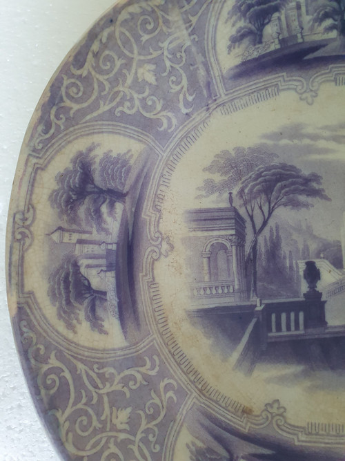 Plat décoré par transfert du 19ème siècle par J Jamieson and Co, Bo'ness, Ecosse