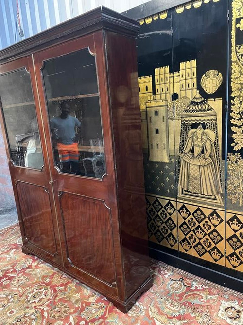 Bibliothèque - Vitrine anglaise en acajou 