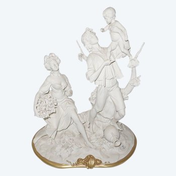  Biscuit group from Capodimonte, signed C. Villari – XXth