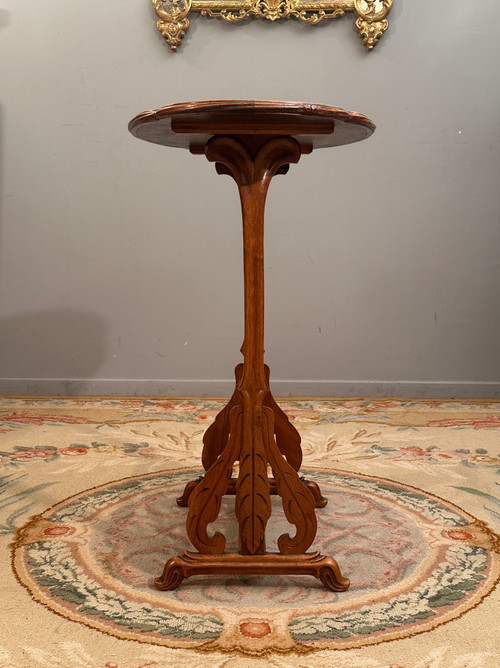Emile Gallé, Raro tavolo con piedistallo Art Nouveau con rondini (1846 - 1904)