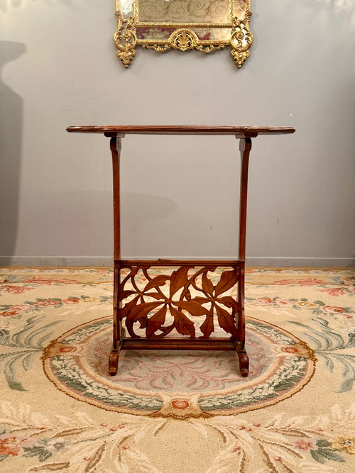 Emile Gallé, Raro tavolo con piedistallo Art Nouveau con rondini (1846 - 1904)