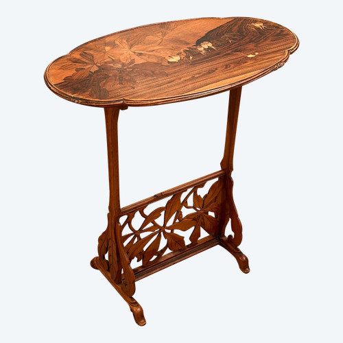 Emile Gallé, Raro tavolo con piedistallo Art Nouveau con rondini (1846 - 1904)