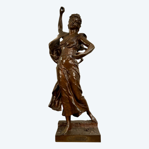 Grande scultura in bronzo Fête Des Fleurs di Alexandre Levasseur del XIX secolo (90 cm)