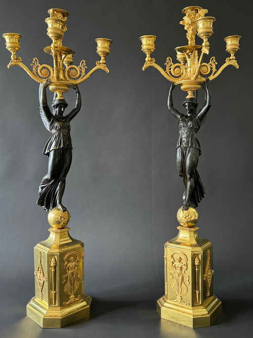 P.P.Thomire, grande paire de candélabres d'époque Empire. 