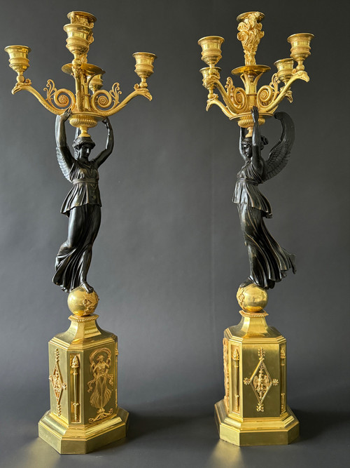 P.P.Thomire, grande paire de candélabres d'époque Empire. 