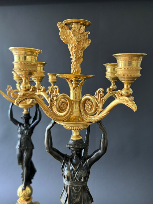 P.P.Thomire, grande paire de candélabres d'époque Empire. 