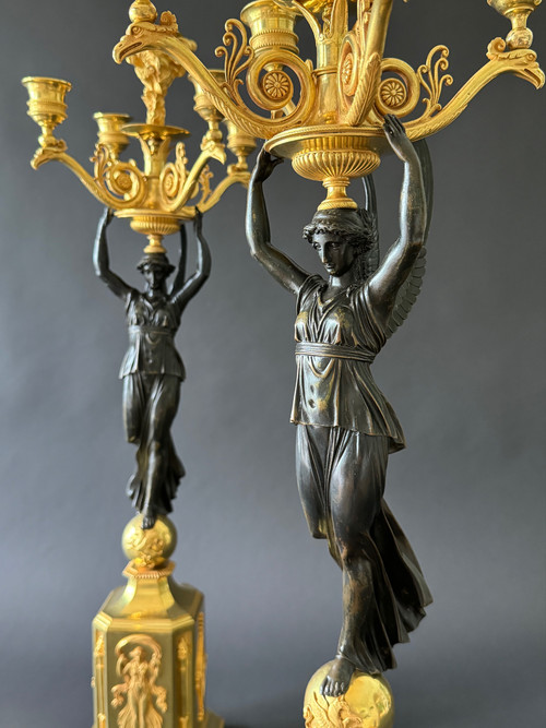 P.P.Thomire, grande paire de candélabres d'époque Empire. 